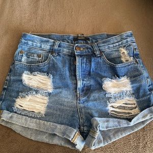 High waisted button shorts
